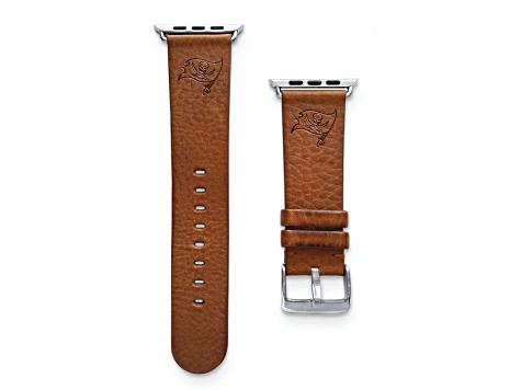 Gametime Tampa Bay Buccaneers Leather Band fits Apple Watch (38/40mm M/L Tan). Watch not included.