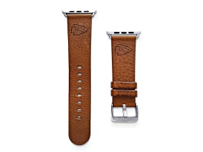 Gametime Kansas City Chiefs Leather Band fits Apple Watch (38/40mm M/L Tan). Watch not included.