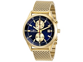 Invicta Pro Diver 43mm Blue Dial Gold Tone Stainless Steel Quartz Watch