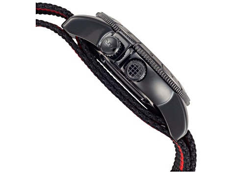 Glycine Men's Airman Worldtimer 42mm Quartz Black and Red Nylon Strap Watch