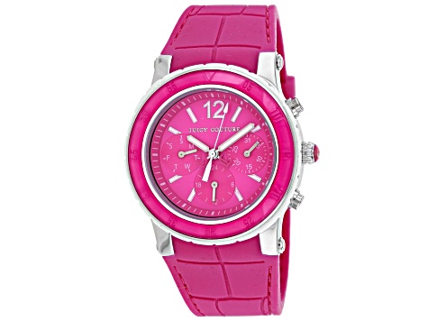 Juicy Couture pink rubber band watch Juicy Couture HRH 38mm Pink Rubber with Colorless Plastic  main image 3