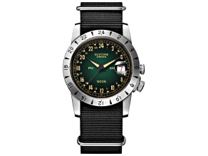 Glycine Unisex Airman Vintage 40mm Automatic Watch, Black Fabric Strap with Green Dial