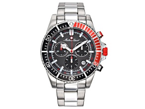 Mathey Tissot Men's Classic Gray Dial Black/Red Bezel Stainless Steel Watch