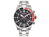 Mathey Tissot Men's Classic Gray Dial Black/Red Bezel Stainless Steel Watch