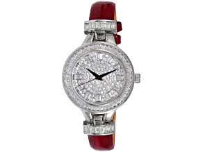 Adee Kaye Women's Gems Red Leather Strap Watch