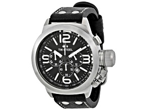 TW Steel Men's Canteen Black Dial Black Leather Strap Watch