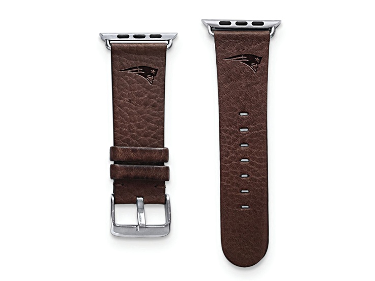Gametime New England Patriots Leather Band fits Apple Watch (38/40mm S/M Brown). Watch not included.
