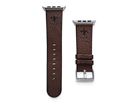 Gametime New Orleans Saints Leather Band fits Apple Watch (38/40mm S/M Brown). Watch not included.