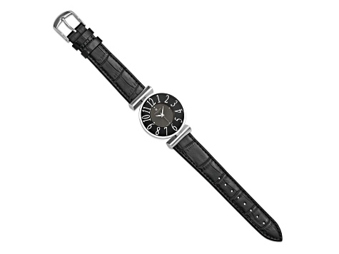 Ladies Charles Hubert Stainless Steel Black Dial Watch