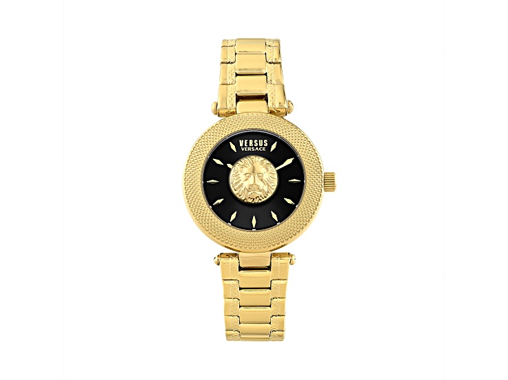 Versus Versace Brick Lane Womens Watch 36mm Gold Tone Case Black