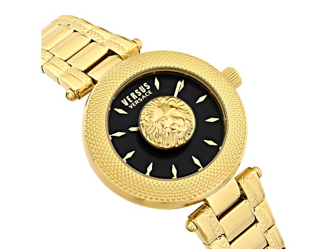 Versus Versace Brick Lane Womens Watch 36mm Gold Tone Case Black