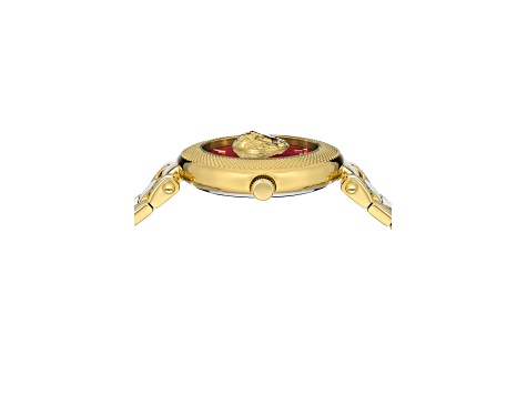 Versus Versace Brick Lane Womens Watch 36mm Gold Tone Case Red