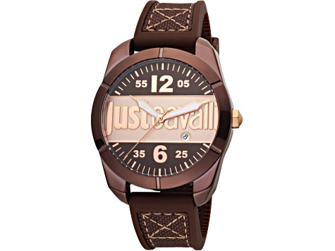 Just Cavalli Men's Young Brown Rubber Strap Watch