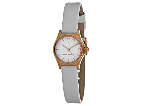 Marc Jacobs Women's Henry White Dial Rose Bezel White Leather Strap Watch