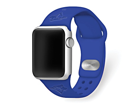 Gametime Toronto Blue Jays Debossed Silicone Apple Watch Band (42/44mm M/L). Watch not included.