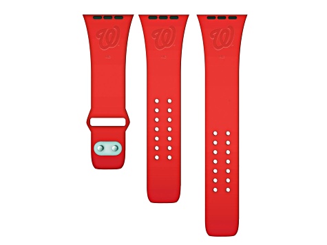 Gametime Washington Nationals Debossed Silicone Apple Watch Band (42/44mm M/L). Watch not included.