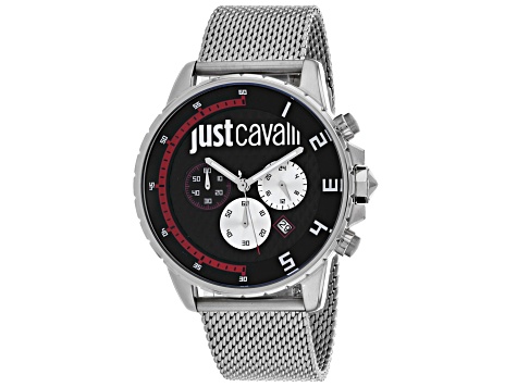 Just Cavalli Men's Sport Black Dial Stainless Steel Mesh Band Watch