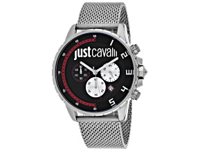Just Cavalli Men's Sport Black Dial Stainless Steel Mesh Band Watch