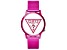 Guess Women's Classic White Dial with Pink Accents, Pink Rubber Strap Watch