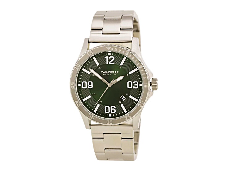 Caravelle New York by Bulova Men's Green Dial Quartz Date Watch