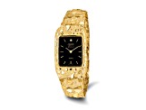 10k Yellow Gold Black 27x47mm Dial Square Face Nugget Watch