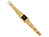 10k Yellow Gold Black 27x47mm Dial Square Face Nugget Watch