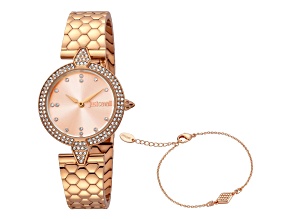 Just Cavalli 30mm Rose Stainless Steel Quartz Watch with Bracelet Set