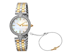 Just Cavalli 30mm Two-tone Stainless Steel Quartz Watch and Bracelet Set