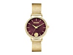Versus Versace Mar Vista Womens Watch 34mm Gold Tone Case Burgundy Enamel Dial Gold Tone Bracelet