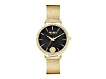 Versus Versace Mar Vista Womens Watch 34mm Gold Tone Case Blue Enamel Dial Gold Tone Bracelet