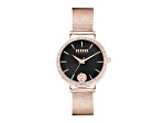 Versus Versace Mar Vista Womens Watch 34mm Rose Case Black Enamel Dial Rose Bracelet