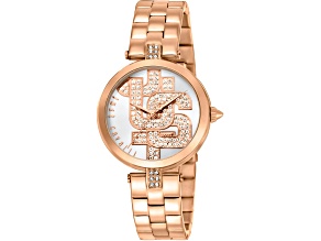 Just Cavalli Women's Maiuscola Rose Dial, Rose Stainless Steel Watch