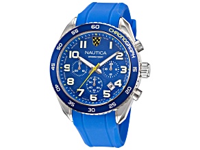 Nautica Key Biscane Men's 46 Quartz Watch, Blue Silicone Strap