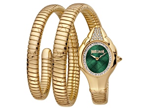 Just Cavalli Women's Serpente Lungo Green Dial, Yellow Stainless Steel Watch