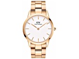 Daniel Wellington Unisex Iconic 40mm Quartz Rose Stainless Steel Watch, White Dial