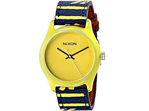 Nixon Women's Mod Yellow Dial Black and Yellow Fabric Strap Watch