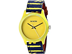 Nixon Women's Mod Yellow Dial Black and Yellow Fabric Strap Watch