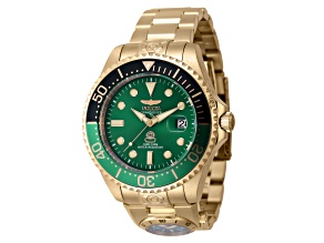 Invicta Grand Diver 47mm Automatic Yellow Stainless Steel Watch, Green and Black Bezel