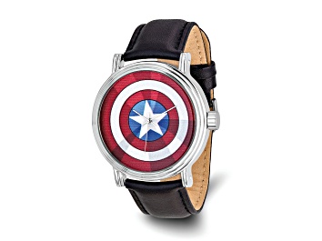 Picture of Marvel Captain America Adult Size Black Leather Band Watch