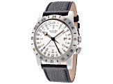 Glycine Men's Airman The Chief Vintage 40mm Automatic Watch with Black Leather Strap, White Dial