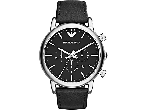 Armani Men's Classic Black Leather Strap Watch