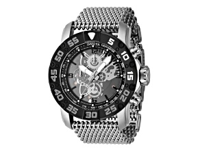 Invicta Invicta Racing 48mm Quartz Stainless Steel Mesh Watch, Black Bezel