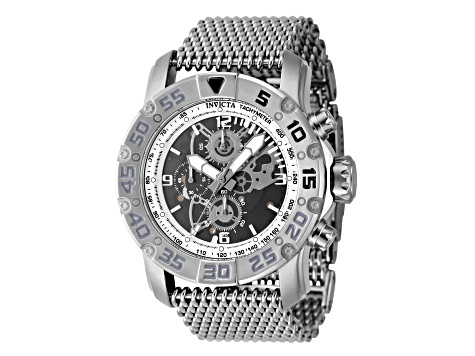 Invicta Invicta Racing 48mm Quartz Stainless Steel Mesh Watch, White Bezel