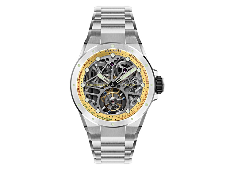 Nubeo Polaris Tourbillon Gold Tone Dial White Bezel White