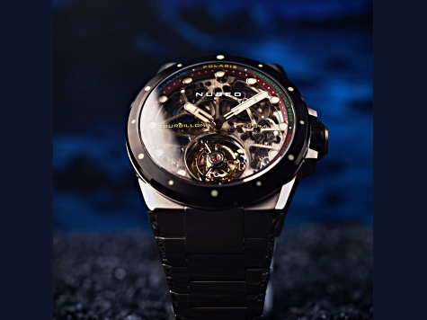Nubeo Polaris Tourbillon Black Dial Black Bezel White Stainless
