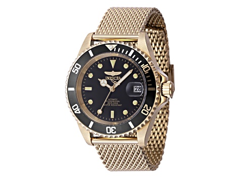 Invicta Pro Diver 40mm Black Dial Gold Tone Stainless Steel Automatic Watch. 8 inch band length