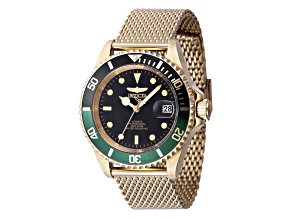 Invicta Pro Diver 40mm Black and Green Bezel Gold Tone Stainless Steel Automatic Watch