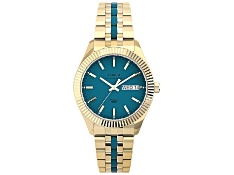 Timex Women's Legacy 36mm Quartz Yellow Stainless Steel Watch, Blue Dial