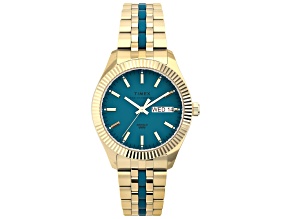 Timex Women's Legacy 36mm Quartz Yellow Stainless Steel Watch, Blue Dial