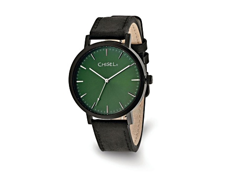 completely bella men's silvertone classic dress watch Stainless Steel Green Dial Black Leather Strap Size:EU 46 / US 14 best selling gown Wanderdoll Lucky velvet square Invicta 48117 steel case back adds